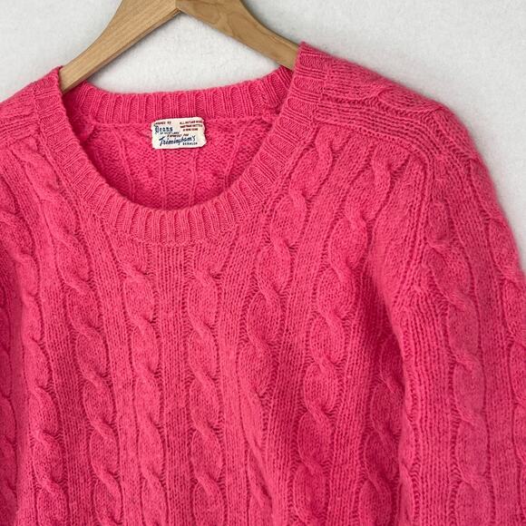 DEANS OF SCOTLAND Sweater S TRIMINGHAMS BERMUDA Cable Shetland Wool Pink HK VTG - Picture 6 of 13